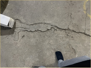 Cracked flooring near Shivalinga pratishtha